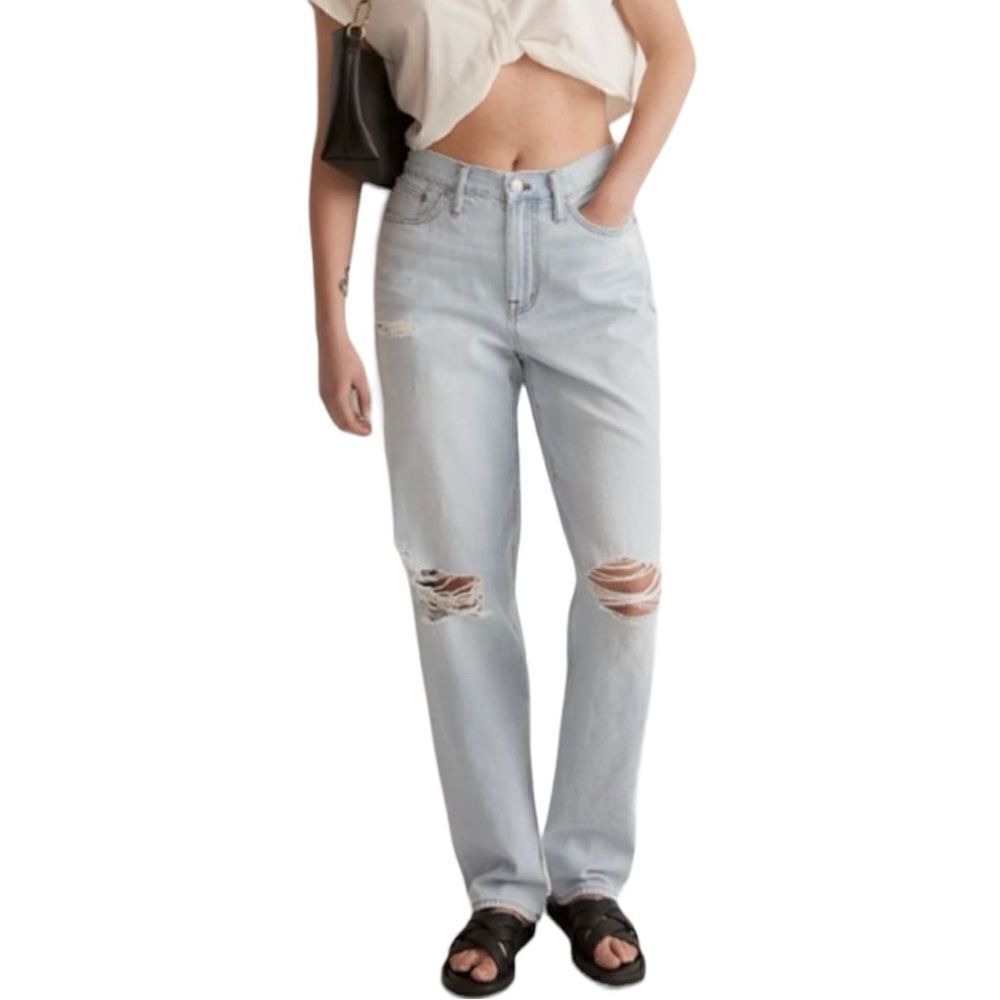 Madewell The Slouchy Boyjean light wash distressed Jean
